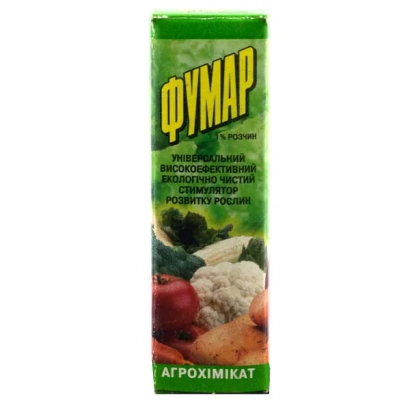 Продукт ФУМАР в зелёной упаковке с изображением овощей и фруктов