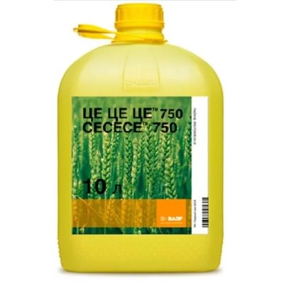 Желтая канистра с надписью CECECE 750 и изображением зерновых культур - МЕГАТЕР СЦ