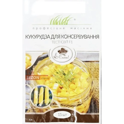 Пакет семян консервной кукурузы с изображением банки - Кендл F1