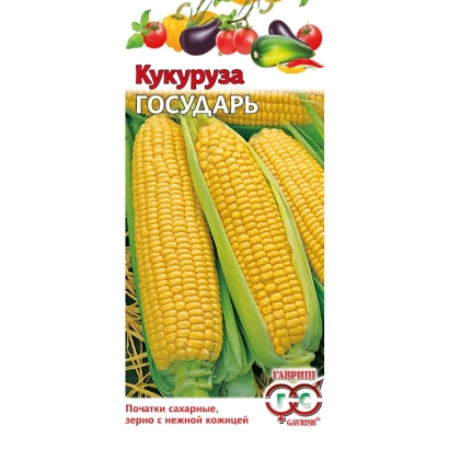Пакет семян сахарной кукурузы 'Государь' с изображением початков