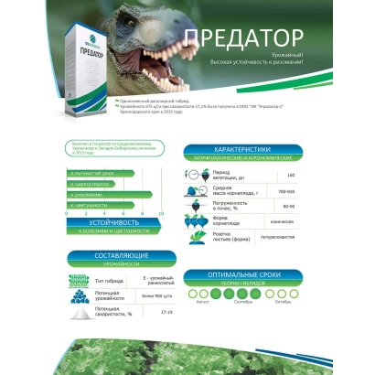 Пакет семян Предатор с изображением хищника и информацией о сорте