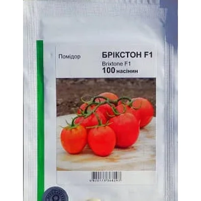 Пакет семян томата БРИКСТОН F1 с изображением красных помидоров