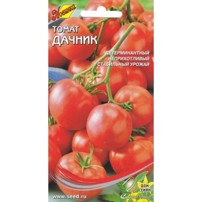 Пакет насіння помідора Дачник з зображенням червоних плодів