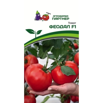 Seed packet of tomato variety Feodal F1 featuring red tomatoes and the agrofirm logo