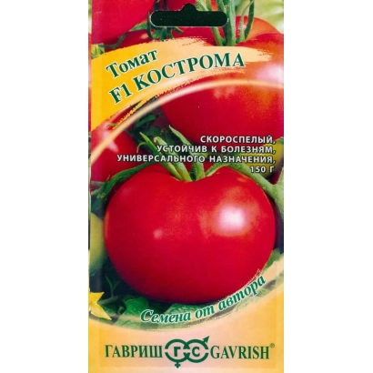 Пакет семян томата «Кострома» с изображением красного помидора