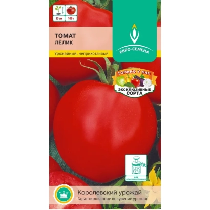 Пакет семян томата Лелик с изображением красного помидора