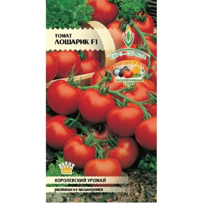 Пакет семян томата ЛОШАРИК с изображением красных плодов