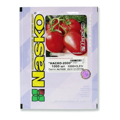 Пакет семян томата Наско-2001 с изображением красных помидоров