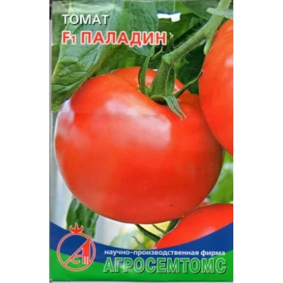 Семена томата Паладин на упаковке с изображением спелых плодов
