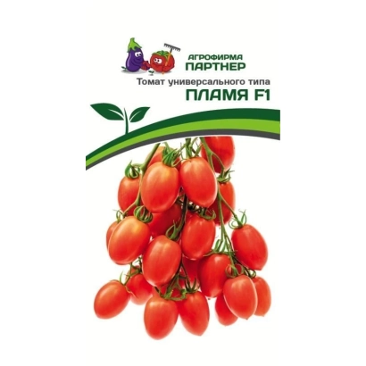 Пакет семян томата Пламя F1 с изображением красных помидоров