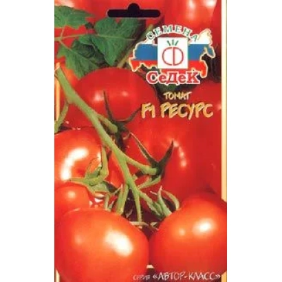 Пакет семян томата Ресурс с изображением спелых плодов