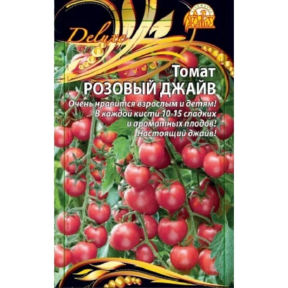 Пакет семян томата Розовый Джайв с изображением красных плодов
