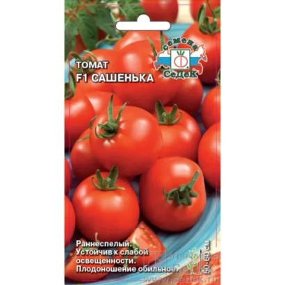 Пакет насіння томату F1 Сашенька з зображенням червоних помідорів - САНЬКА