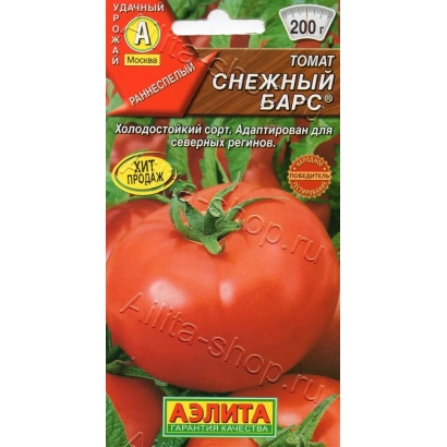 Пакет семян томата СНЕЖНЫЙ БАРС с изображением красного помидора