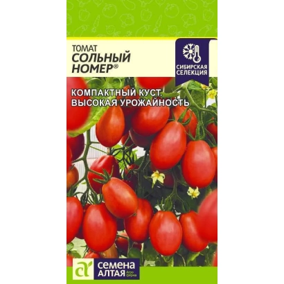 Пакет семян томата «Сольный номер» с изображением красных плодов