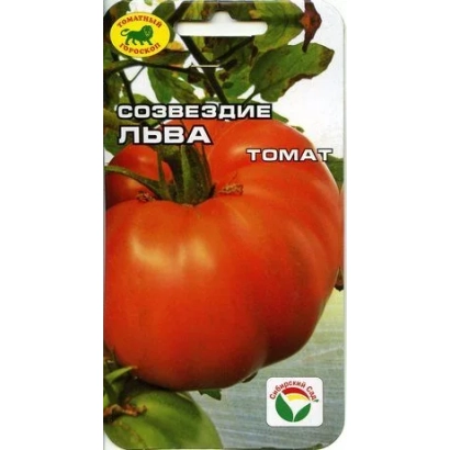 Пакет насіння томата «Сузір'я Лева» з зображенням червоного помідора