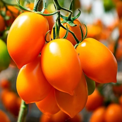 Спелые оранжевые томаты Саншайн F1 на ветке