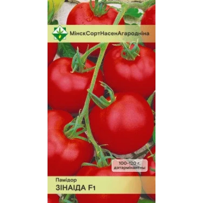 Seed packet of tomato Zinaida F1 with image of ripe fruits