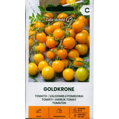 Seed packet for Goldkrone tomato - GOLDEN CROWN