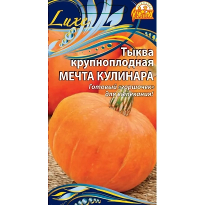 Seed packet of large-fruited pumpkin Chef's Dream