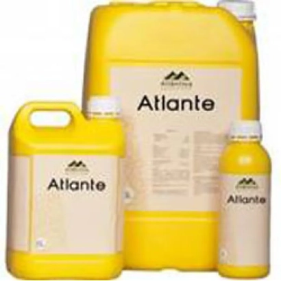 Yellow Atlante fertilizer container with logo on label