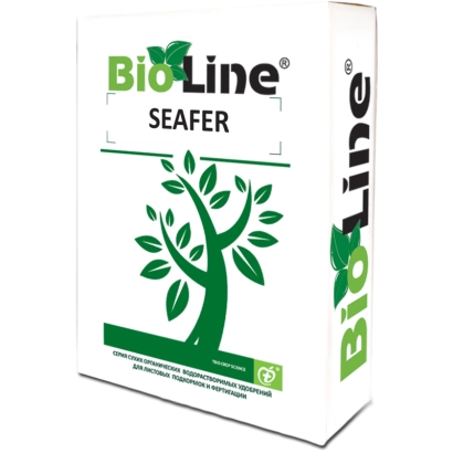 Удобрение Bio Line Seafer в упаковке с изображением зелёного дерева