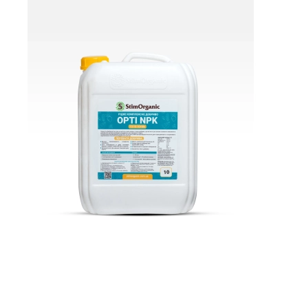 White canister with label OPTI NPK from manufacturer BioAgro - BIOFERT NPK