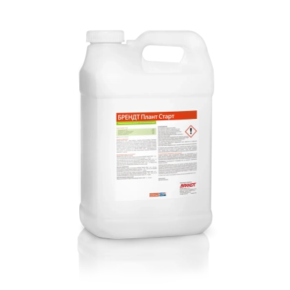Белая канистра удобрения Brandt Plant Start с этикеткой - Брендт Плант Старт