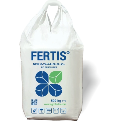 Белый мешок с удобрением FERTIS, логотип и текст на русском языке - Фертилидер Елит