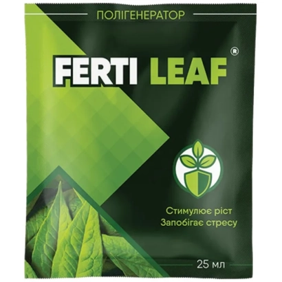 Удобрение FERTI LEAF в зелёной упаковке с изображением листьев - Фертилидер Леос