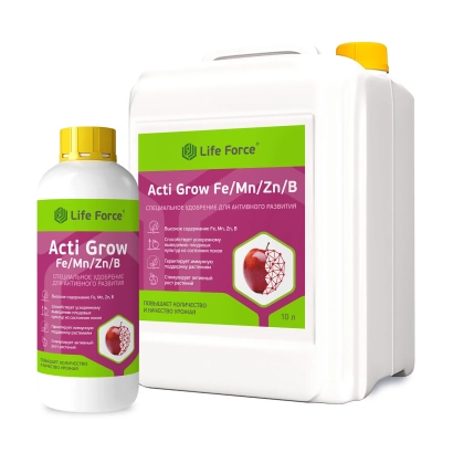 Флакон и канистра удобрения Acti Grow Fe/Mn/Zn/B от Life Force - Фострейд Zn