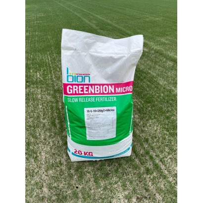 Bag of fertilizer GREENBION MICRO on green background - GREENBION NPK+TE