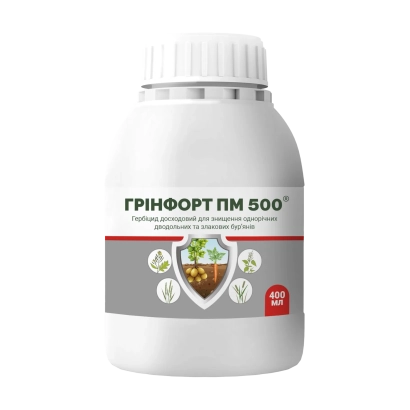 Бутылка удобрения Гринфорт ПМ 500 с этикеткой и логотипом