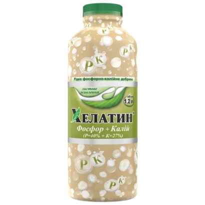 Бутылка удобрения ХЕЛАТИН, Р. с этикеткой - ХЕЛАТИН, Р., УДОБРЕНИЕ