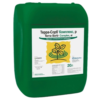 Зелена канистра з етикеткою «Терра-Сорб Комплекс» - Органо-мінеральні добрива серії Терра-Сорб комплекс (Terra-Sorb