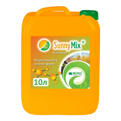 Желтая канистра Sunny Mix с этикеткой и изображением растений - Санни Микс