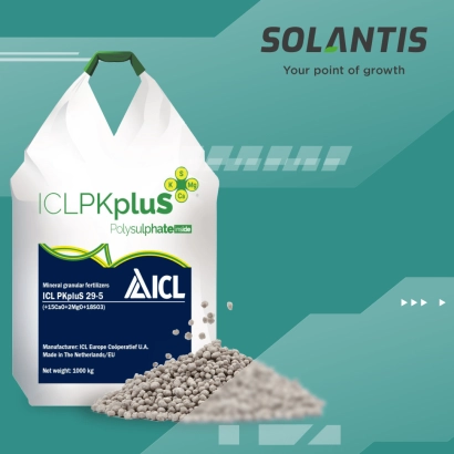 Мешок удобрения ICLPKplus с гранулами и логотипом AICL - SF (Macht, Blattab)