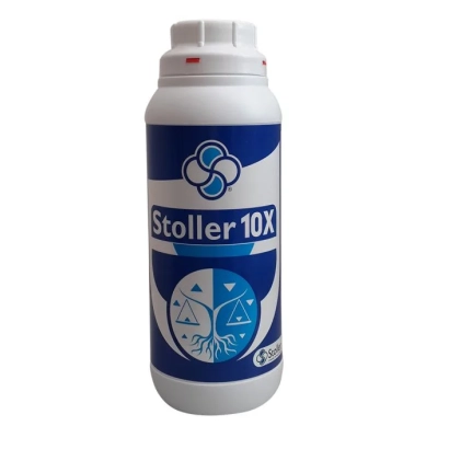 Бутылка удобрения Stoller 10X с логотипом и изображением растений - Столлер Гроус