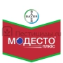 Логотип Bayer и название продукта Модесто Плюс на красном фоне - Модесто 480 FS
