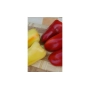 Red and yellow peppers on a wooden board - BEATRICE F1